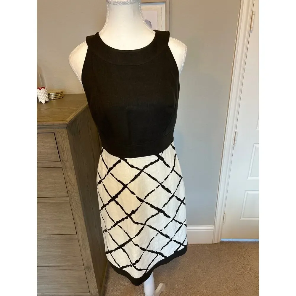 Ann Taylor | Brown Ivory Linen Blend A-Line Dress | 4P - Picture 4 of 14